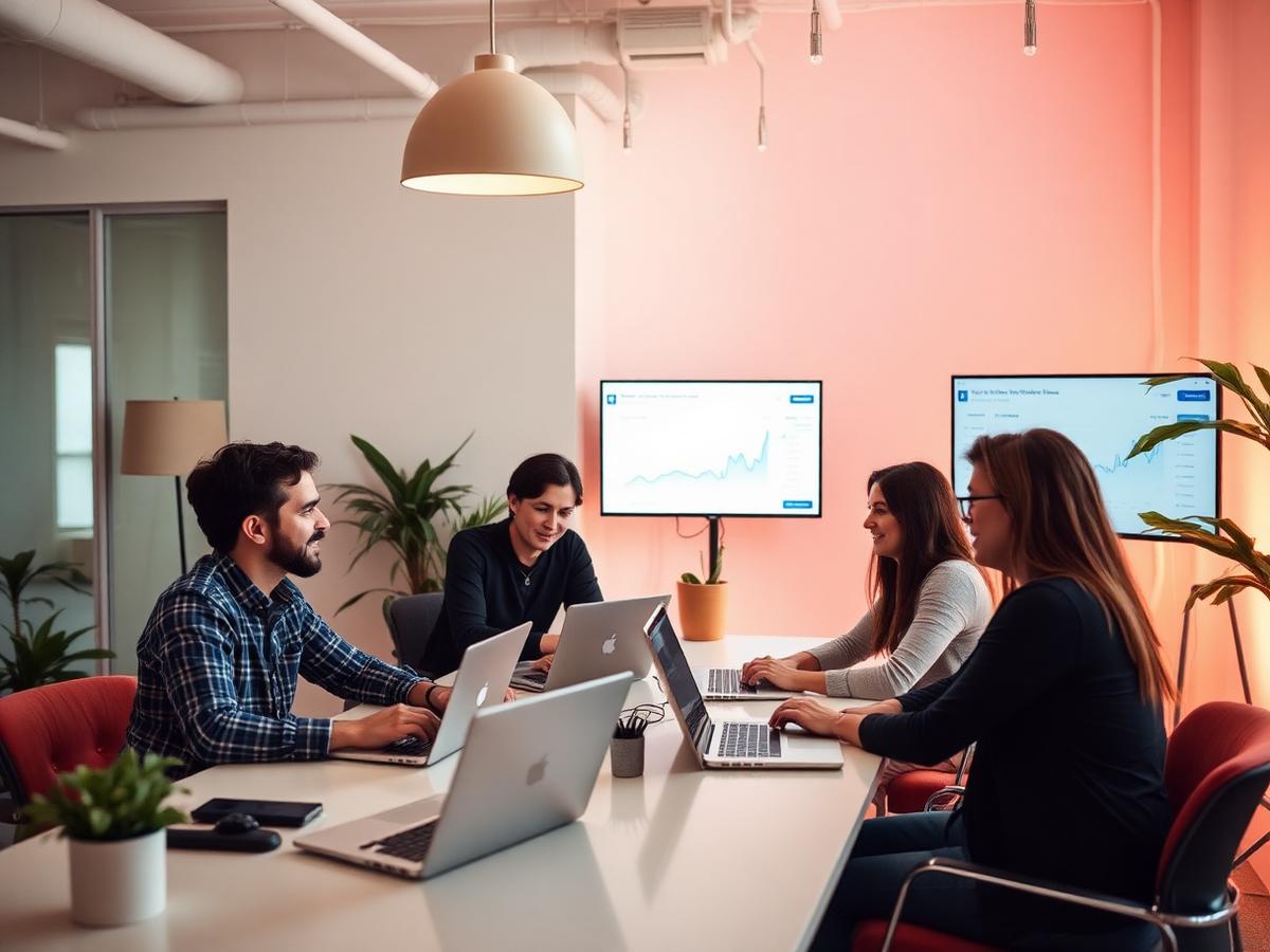 The NextPhase Marketing team reviewing analytics dashboards together